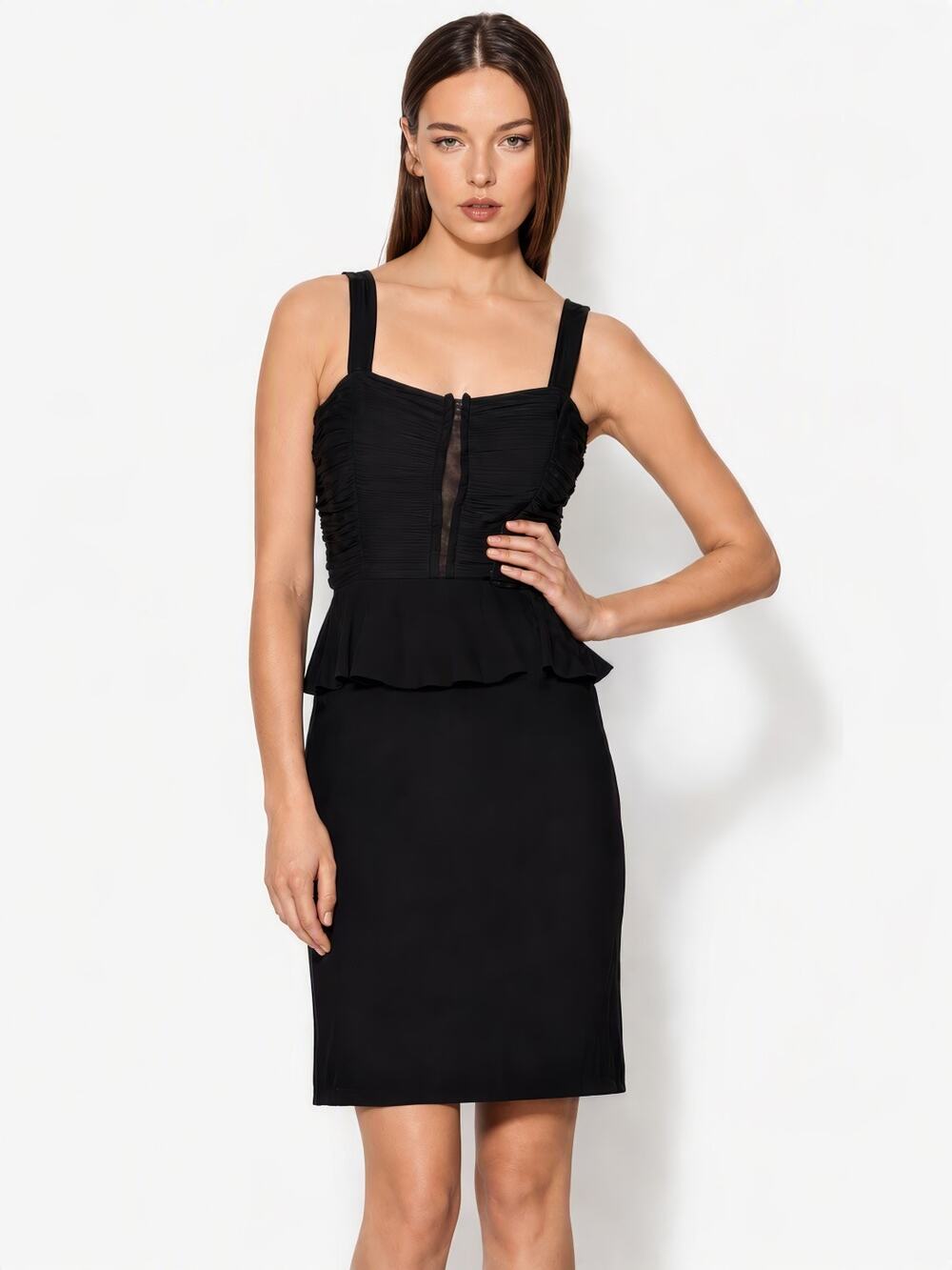 NWT Jill Stuart Silk Peplum Sheath Dress Black LBD Sz 10